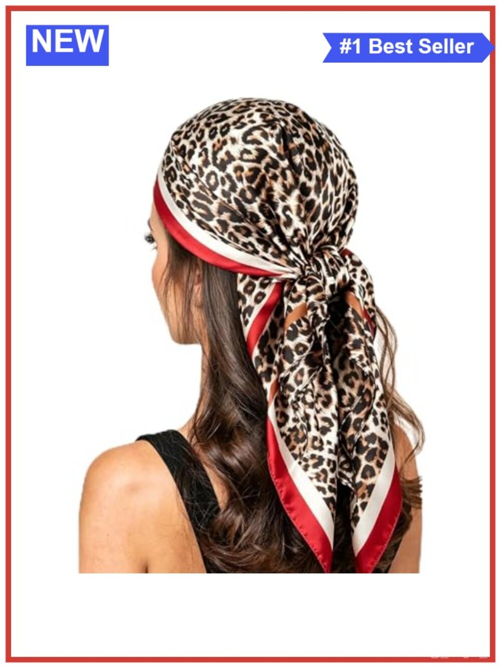 35" Leopard Print Silk-Feel Head Hair Scarf Bandana Neckerchief